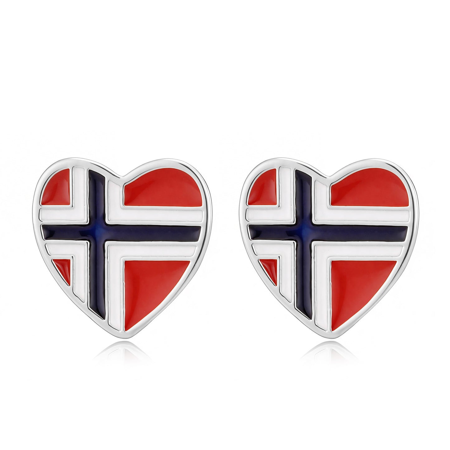 NOR Ear Stud Heart Flag