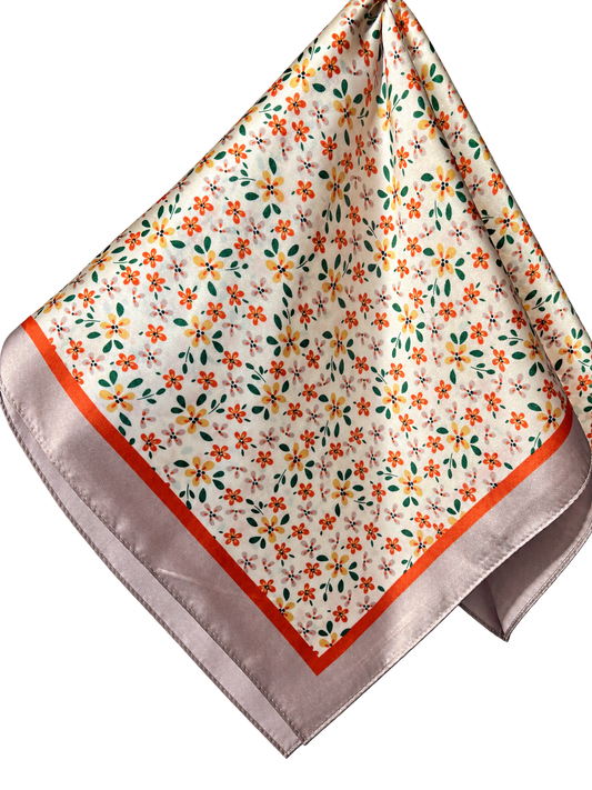 Scarf A26 Flower Brown