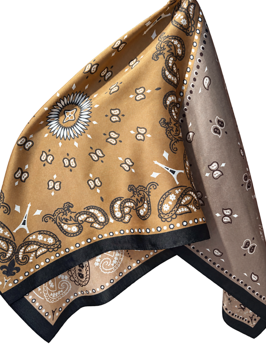Scarf Silky Bandana Brown