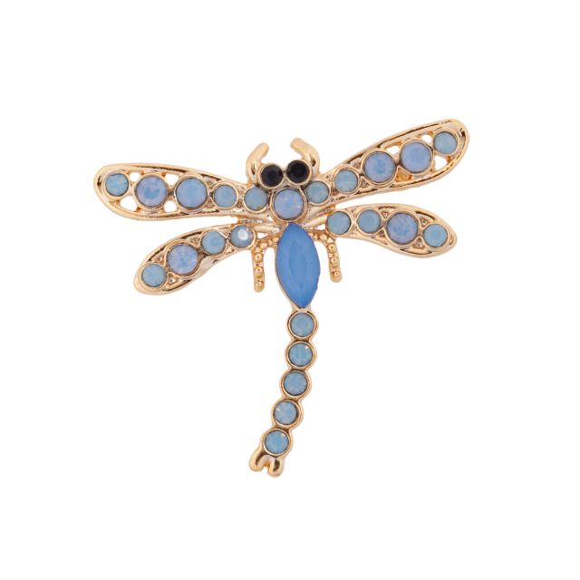 Brooch Dragonfly gold Blue