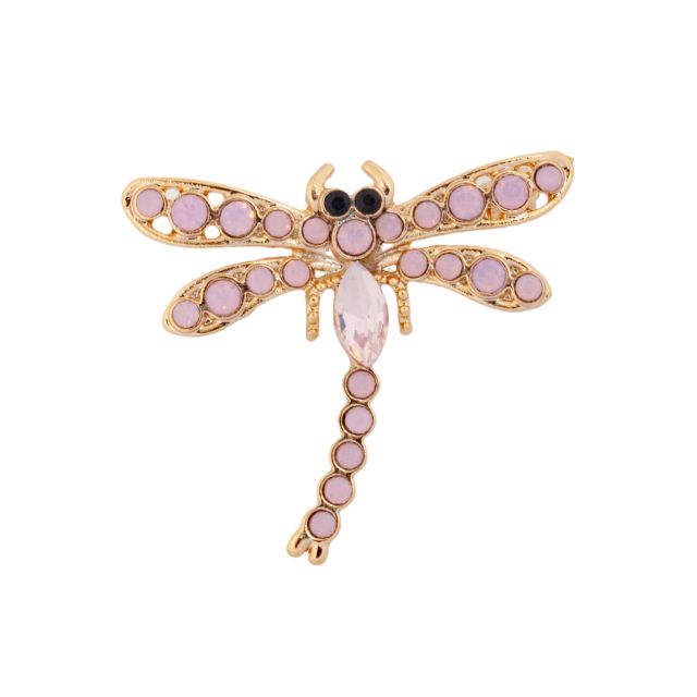 Brooch Dragonfly gold Pink