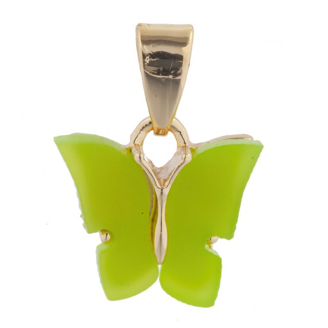 Butterfly pendant gold Lightgreen
