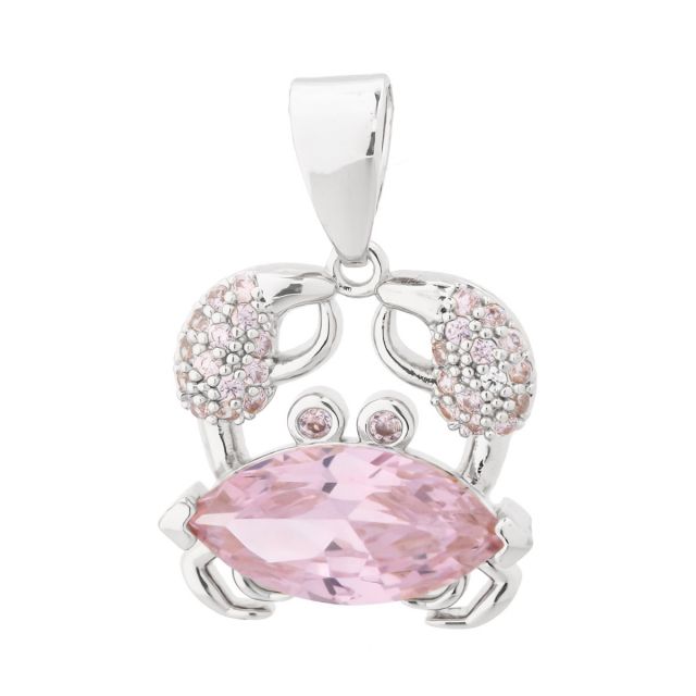 Charm crab silver OldPink