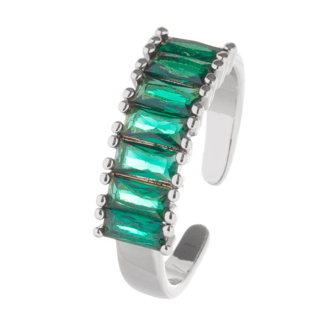 Gem ring silver Emerald