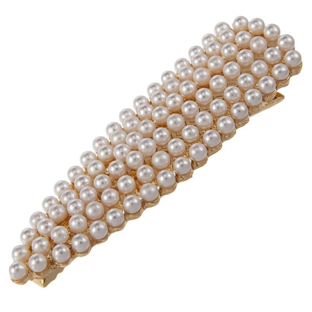 Hairclip pearl tiny oval White