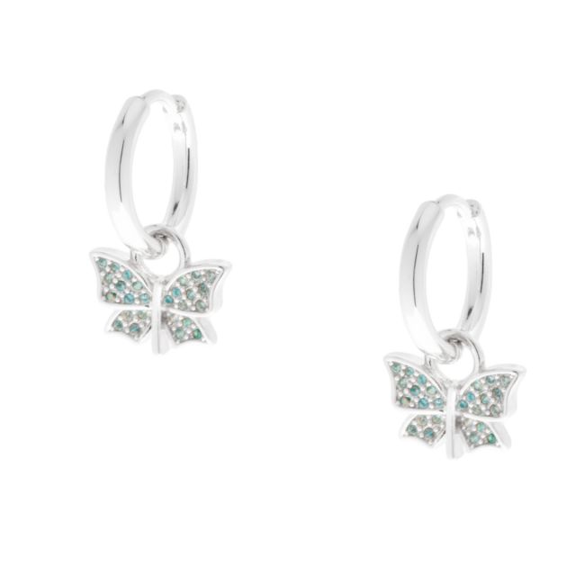 Papillon drop ear silver Aqua