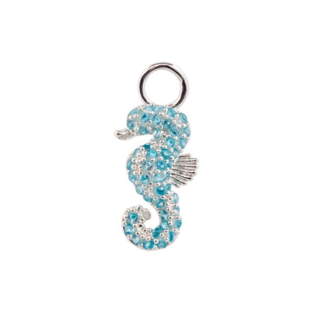 Pendant ear seahorse silver Aqua