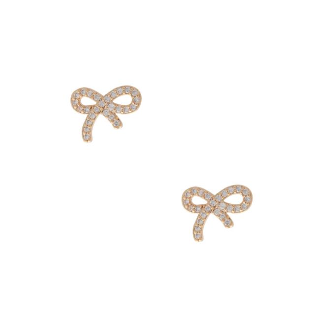 TheBow stud ear gold Clear